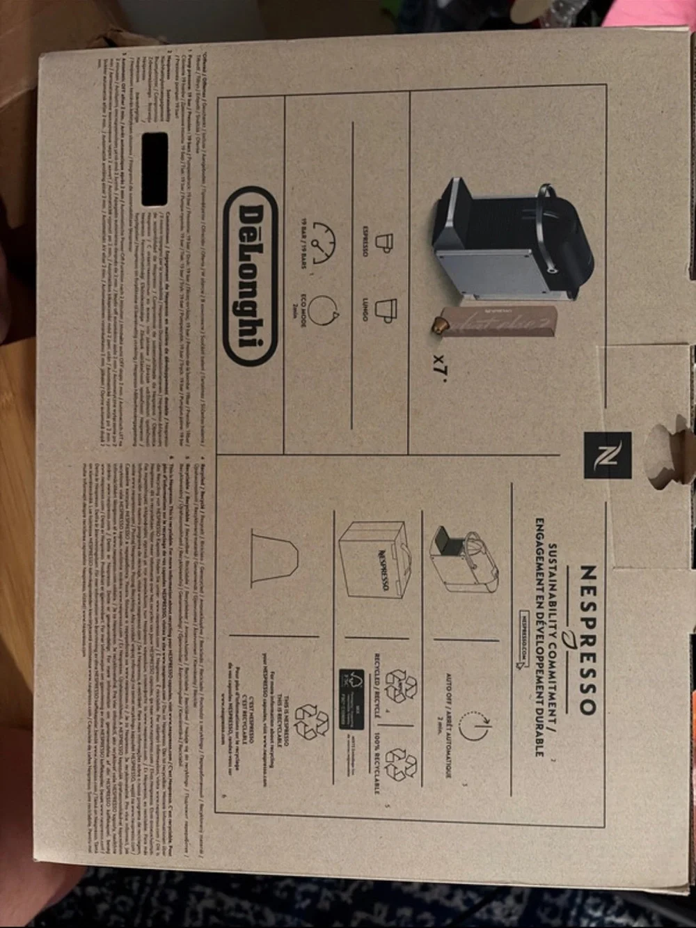 Nespresso Pixie Coffee Machine Box in Tan and Black